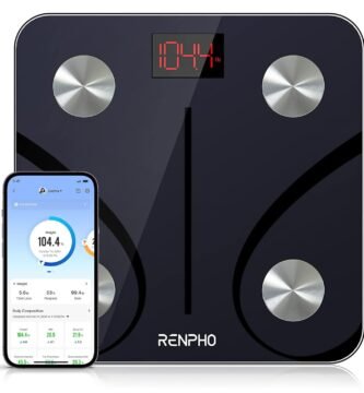 RENPHO Bluetooth Body Fat Scale, Digital Weight Scale Bathroom Smart Body Composition Analyzer Wireless BMI Compact Scale Health Monitor with Smartphone APP, 396 lbs