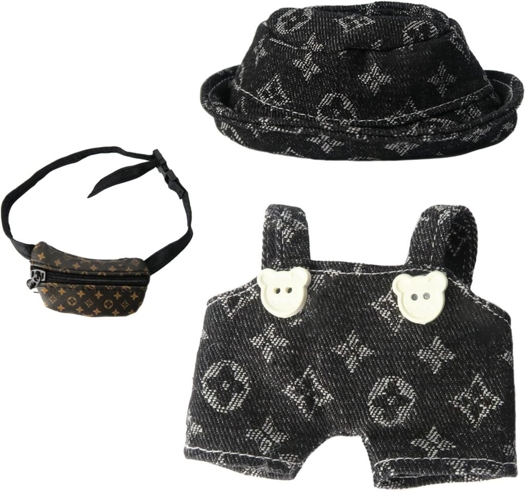 3-Piece Clothes - Cloth for Dolls Outfit, Clothes + Black Fashionable hat + Black Small Bag, No Doll