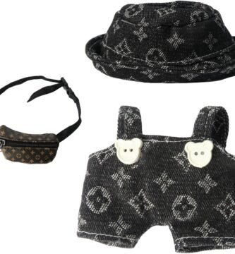 3-Piece Clothes - Cloth for Dolls Outfit, Clothes + Black Fashionable hat + Black Small Bag, No Doll