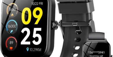 CASCHO Smart Watch for Men Women, 1.85" HD Fitness Tracker with Bluetooth Calls/Messages, IP68 Waterproof, 115+Sports Modes, 24/7 Heart Rate/Sleep Fitness Watch Compatible with iOS/Android (Black)