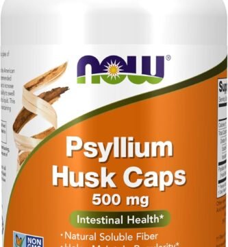 NOW Foods Supplements, Psyllium Husk Caps 500 mg, Non-GMO Project Verified, Natural Soluble Fiber, Intestinal Health*, 200 Veg Capsules