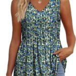 OFEEFAN Womens Tank Tops 2025 Flowy Peplum Tops for Women Dressy Sleeveless V Neck Babydoll Tank Tops