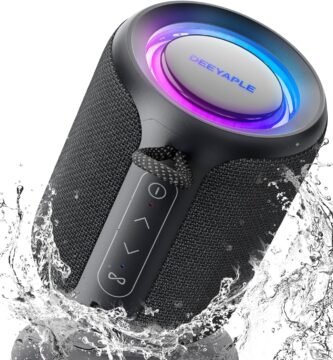 Bluetooth Speaker Wireless,IP67 Waterproof & Dustproof Portable Speaker with Lights,15W Loud Stereo Sound, 2500mAh Battery All Day Playtime, TWS Pairing, BT5.3, Home/Party/Outdoor/Beach (Black)