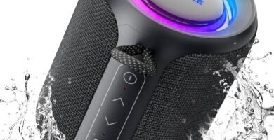 Bluetooth Speaker Wireless,IP67 Waterproof & Dustproof Portable Speaker with Lights,15W Loud Stereo Sound, 2500mAh Battery All Day Playtime, TWS Pairing, BT5.3, Home/Party/Outdoor/Beach (Black)