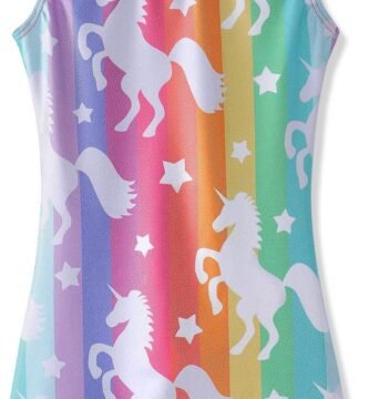 HOZIY Gymnastics Leotards for Girls Unicorn Aurora Rainbow Mermaid Dinosaur Cupcake Sparkle Biketard Toddlers Kids Children