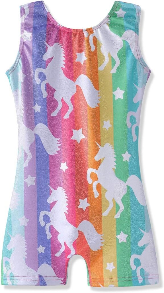 HOZIY Gymnastics Leotards for Girls Unicorn Aurora Rainbow Mermaid Dinosaur Cupcake Sparkle Biketard Toddlers Kids Children