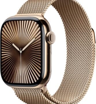 Apple Watch Series 10 [GPS + Cellular 42mm] with Gold Titanium Case with Gold Milanese Loop. Fitness Tracker, ECG App, Always-On Retina Display, Carbon Neutral with AppleCare+ (2 Years)