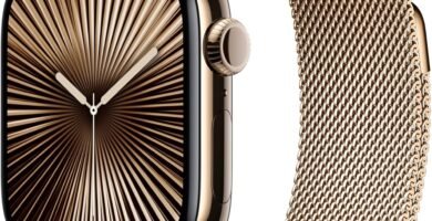 Apple Watch Series 10 [GPS + Cellular 42mm] with Gold Titanium Case with Gold Milanese Loop. Fitness Tracker, ECG App, Always-On Retina Display, Carbon Neutral with AppleCare+ (2 Years)