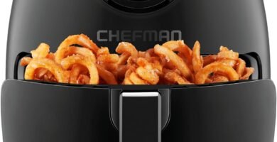 CHEFMAN Small Air Fryer Healthy Cooking, 3.6 Qt, Nonstick, User Friendly and Dual Control Temperature, w/ 60 Minute Timer & Auto Shutoff, Dishwasher Safe Basket, Matte Black, Cookbook Included