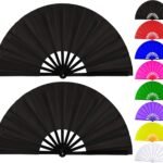 Fans for Line Dancing Line Dance Popping Fan 2pcs Boots on the Ground Hand Fan for Women Foldable Large Big Rave Fan Clacking Fans for Line Dancing that Make Sounds Clack Clapping Pop Snap(2pcs Black)