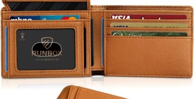 RUNBOX Wallet for Men Slim Rfid Leather 2 ID Window With Gift Box