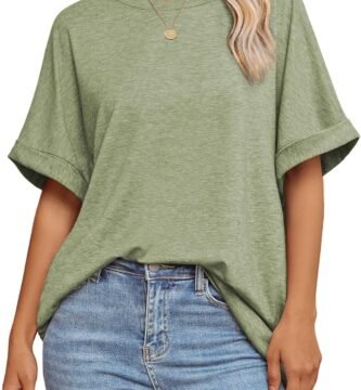 ATHMILE Womens Oversized T Shirts Summer Tops Spring Casual Loose Fit Workout Short Sleeve 2025 Beach Vacation
