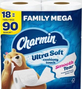 Charmin Ultra Soft Cushiony Touch Toilet Paper, 18 Family Mega Rolls = 90 Regular Rolls