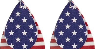 ROSTIVO American Flag Earrings for Women 4th of July Patriotic Earrings Cute Teardrop Faux Leather Dangle Earrings