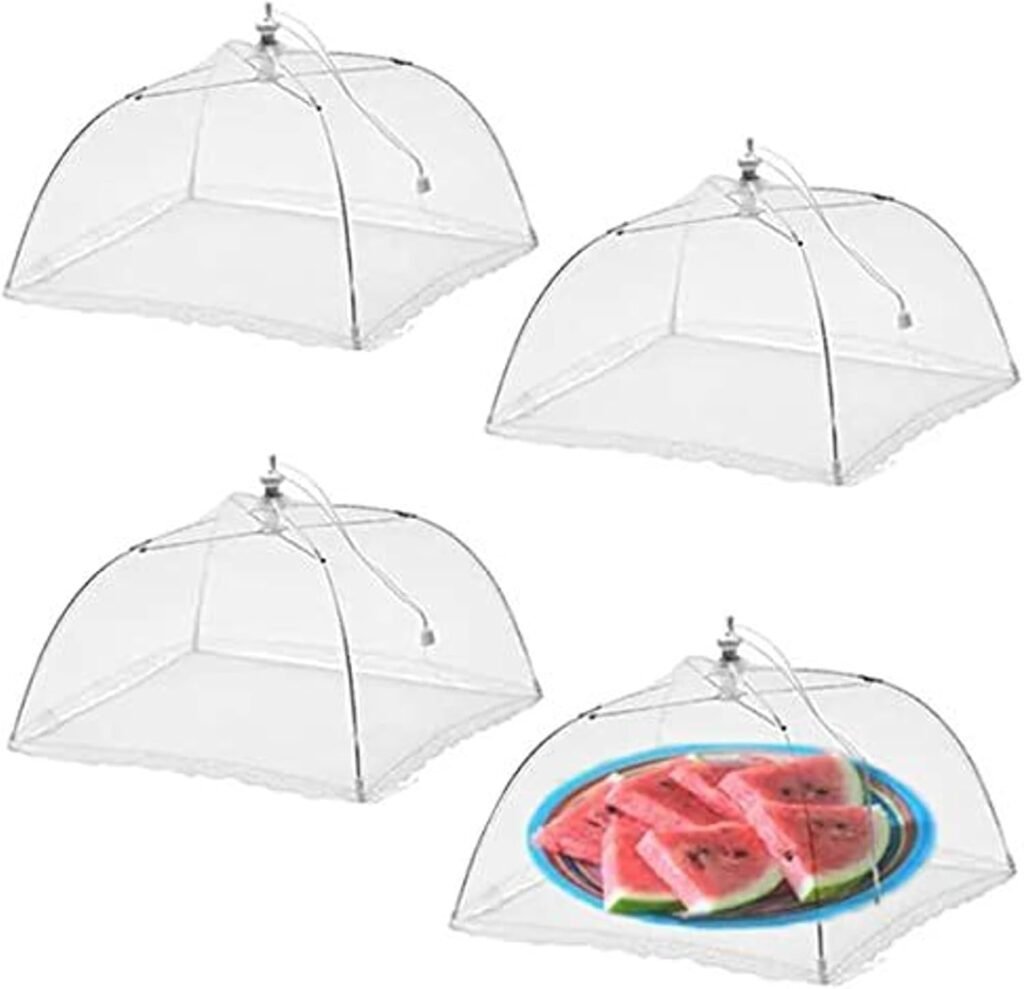 Simply Genius Food Tents (4 Pack) 14" Pop-Up Food Tents/Food Covers for Outdoors, Reusable and Collapsible, Food Nets