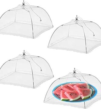 Simply Genius Food Tents (4 Pack) 14" Pop-Up Food Tents/Food Covers for Outdoors, Reusable and Collapsible, Food Nets