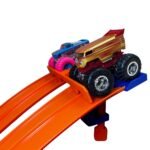 Track Clamp with 4 Lane Start Gate | Compatible with Hot Wheels Track (Blue/Orange)