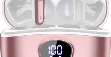 Wireless Earbuds, Bluetooth 5.4 Headphones HiFi Stereo, Bluetooth Earbuds with ENC Noise Cancelling Mic, IP7 Waterproof in Ear Earphones, 48H, LED Display Ear buds for Pad Workout Sports, Rose Gold